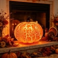 thumbnail image 1 of QuanTara Halloween Crackled Pumpkin LED Lantern 1 Pack Orange Plastic Warm Light Desktop Fall Party Mantle Decor Night Light Prop, 1 of 6
