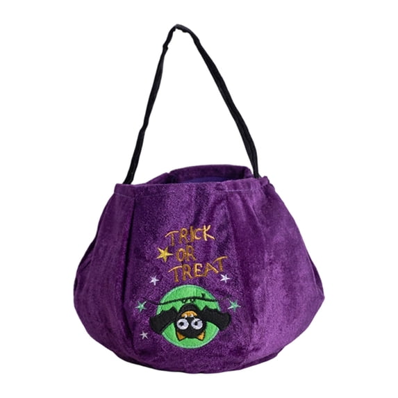 QuanTara Halloween Pumpkin Ghost Trick-or-Treat Bag, 10" Plush Candy Tote, Soft Plush Fabric Kids Gift Bag for Party Favors, School Parades & Candy Collection