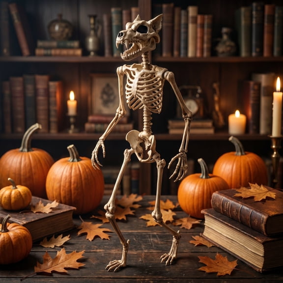 QuanTara Halloween Werewolf Skeleton & Skull Set – Realistic Weathered Resin Horror Props, Scary Monster Bones for Graveyard, Haunted House, Party & Gothic Decor
