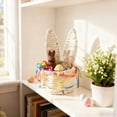 thumbnail image 1 of QuanTara Hand Woven Rabbit Ear Mini Storage Basket, 5.31x2.95x2.95in White Rattan Easter Egg Basket, Creative Small Desktop Decor, Gift for Easter, Home Office Organization, 1 of 6