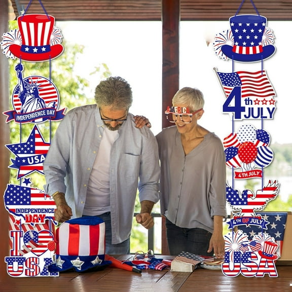 QuanTara Independence Day Paper Door Hanging - Reusable Patriotic Porch & Courtyard Decoration, Garden Party Decor, Easy Hang Festival Banner for 4th of July
