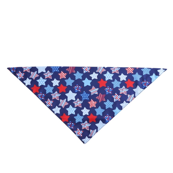 QuanTara Independence Day Pet Bandana for Dogs & Cats - 17.7x17.7in (45x45cm) Patriotic Drool Scarf, Red White Blue Star Flag Design, Adjustable Dog Scarf Cat Bandana for July 4th Party