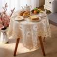 thumbnail image 1 of QuanTara Lace Tablecloth 33.46x33.46inch, Embroidered Square Table Cover, Polyester Gauze Blue Table Cloth for Dining, Tea, Bedside, Coffee Table, Party Decor, 1 of 6