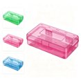 thumbnail image 1 of QuanTara Large Capacity Clear Pencil Box, Stackable Plastic Supply Case with Snap-Tight Lid, 8"X4.7"X2.4" Translucent Pink Pen Organizer, 1 of 3