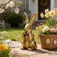 thumbnail image 1 of QuanTara Large Easter Gold Bunny Figurine 12in - Elegant Metallic Gold Rabbit Statue, Spring Home Decor Centerpiece, Festive Mantle Shelf or Table Decor, Luxury Easter Gift Idea, 1 of 6