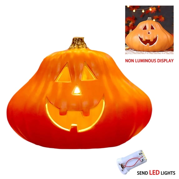 QuanTara Large LED Pumpkin Light - 20" Blow Mold Halloween Decoration, Weather-Resistant Plastic Jack-o'-Lantern for Entryways, Retail Windows & Commercial Displays