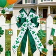 thumbnail image 1 of QuanTara Large St. Patrick's Day Decorative Bow, 19.7"x11.81" Wreath & Tree Topper Ribbon with Shamrock Print for Front Door, Indoor Outdoor Wall, Party Supplies, Green & White Nylon, 1 of 6