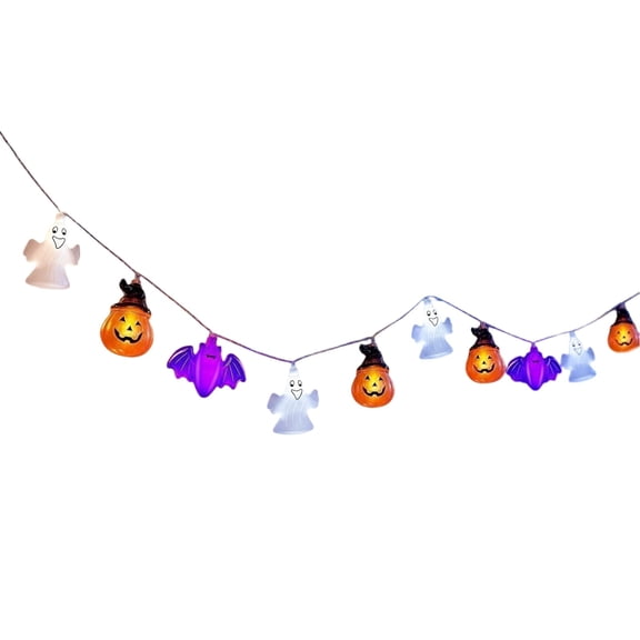 QuanTara Mixed Halloween String Lights, Pumpkin & Ghost Shaped LED Decor, Flexible Indoor/Outdoor Holiday Lights for Porch, Tree, Fireplace & Party Decorations