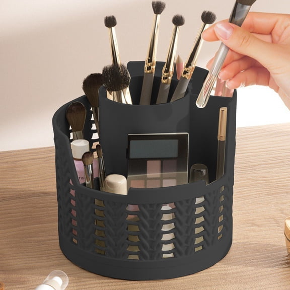 QuanTara Multi-Functional Rotating Pen Holder – 360° Spinning Desk Organizer for Pens, Notes & Makeup Brushes – Plastic Desktop Storage – 4.53in