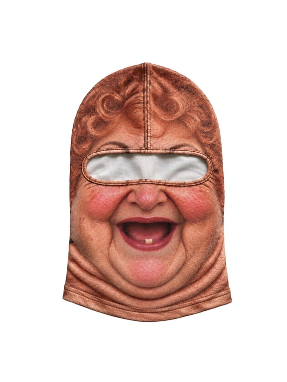 Novelty Face Print Ski Mask, Laughing Face on Fabric Balaclava, 14.17" × 10.43", Winter Outdoor and Costume Party Head Cover, 1 Piece