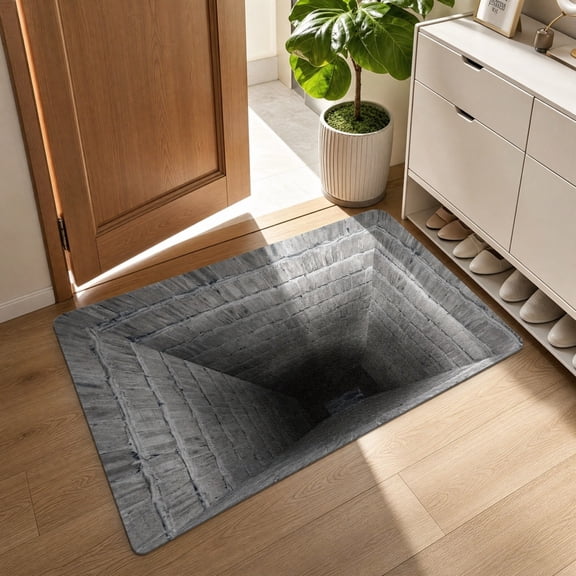 QuanTara Optical Illusion Diatomaceous Earth Floor Mat - High-Absorption Stone Entryway Rug, Stain-Resistant Non-Slip Landing Pad for Residential Thresholds