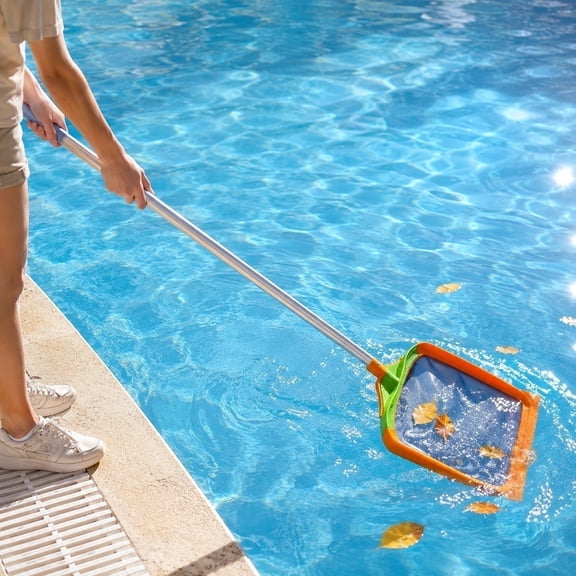 QuanTara Pool Leaf Skimmer Net - 20.47" Wide Fine Mesh Replacement Net, Heavy Duty Plastic Frame & Stainless Steel Rim, Universal Fit for Standard Telescopic Poles (Pole Not Included), Orange