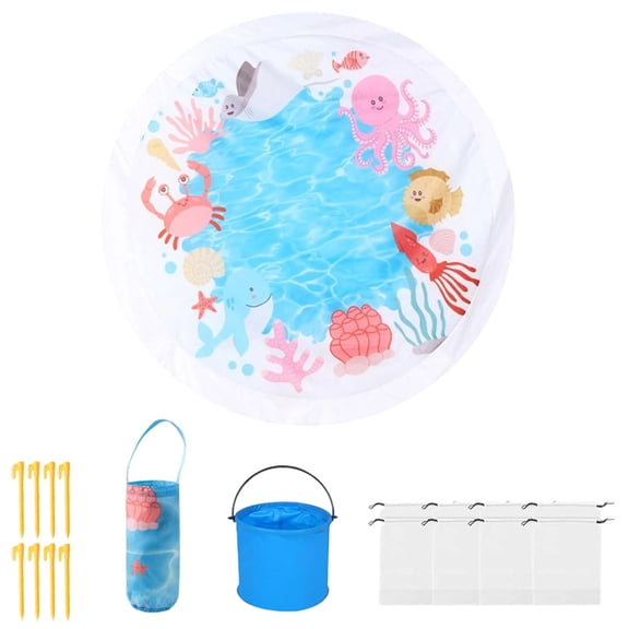QuanTara Portable Beach Pool, Foldable Water Play Mat with Carrying Bag, Shallow Wading Puddle Pool for Summer Outdoor Beach Toys, Sand-Free Backyard Fun