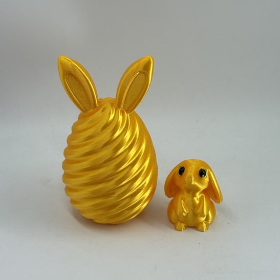 QuanTara Printed Bunny Easter Eggs with Surprise Toysinside, Set of Mini Cute Lop-Eared Bunny Figurines, Easter Basket Stuffers and Decorations Gift for Teens, Home Office Desk Display