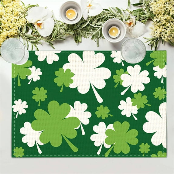 QuanTara St. Patrick's Day Placemats, Printed Holiday Table Mats for Kitchen Dining, Anti-Fouling Heat Insulation Washable Table Decor