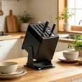thumbnail image 1 of QuanTara Stainless Steel Rotatable Knife Block, Multifunctional Countertop Storage with Drawer, Knife & Chopstick Organizer, Kitchen Knife Holder, Black, 1 of 6