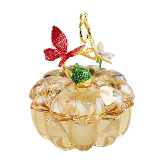 QuanTara Thanksgiving Pumpkin Mini Crystal Cup, Hand-Blown Multicolor Glass Candy Dish, Decorative Jeweled Bowl for Candy, Pens, or Bathroom Vanity, Fall Harvest Centerpiece Decor