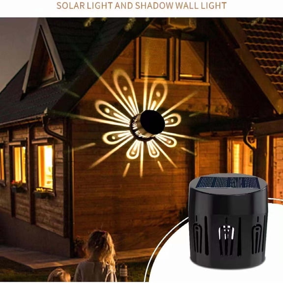 QuanTara Two Solar-Powered Peacock Wall Lamps, Decorative LED Ambient Night Lights, Color Changing Projection Light for Outdoor, Living Room, Balcony, Guesthouse, 3.15x2.95x2.6in, 0.57lb