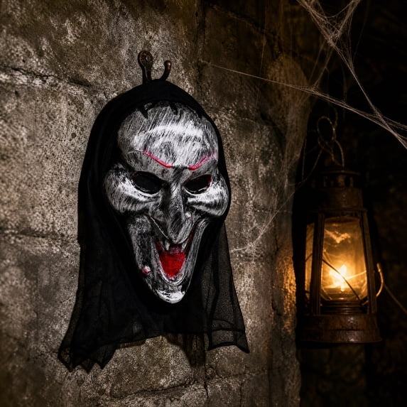 QuanTara Vintage Witch Horror Mask - Retro Halloween Facial Covering, Adjustable Plastic Costume Accessory for Themed Social Gatherings & Curated Seasonal Displays