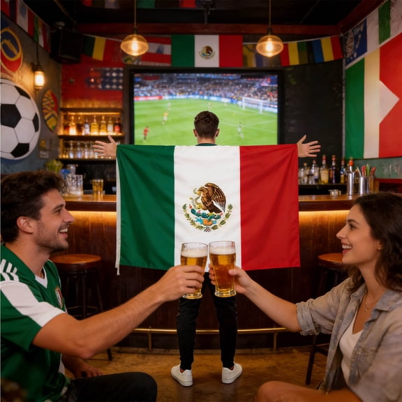 QuanTara World Cup 2026 Shawl Flag, USA Canada Mexico Football Fan Cloak 59x35in, Wearable Polyester Stadium Blanket & Body Flag for Soccer Games