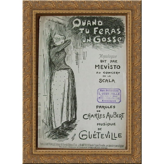 Quand Tu Feras Un Gosse 24x18 Gold Ornate Wood Framed Canvas Art by Theophile Steinlen