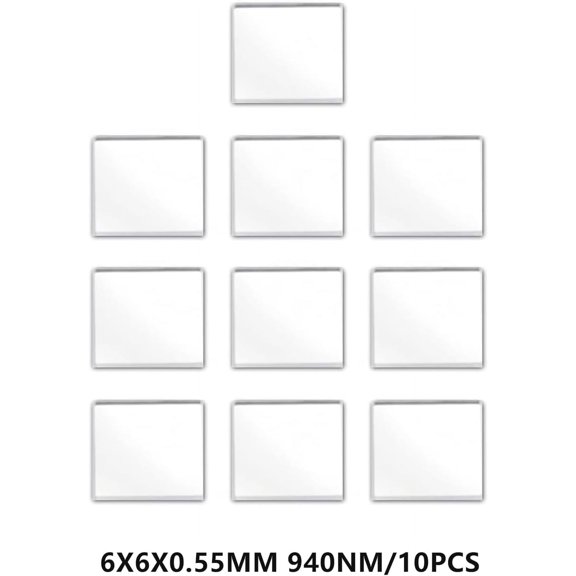 Quanmin 10pcs/1 Lot 6mm×6mm×0.55mm 940nm IR Infrared Narrow Bandpass Filter Optical Glass FWHM NBF940 for Camera Lense and Face Recognition