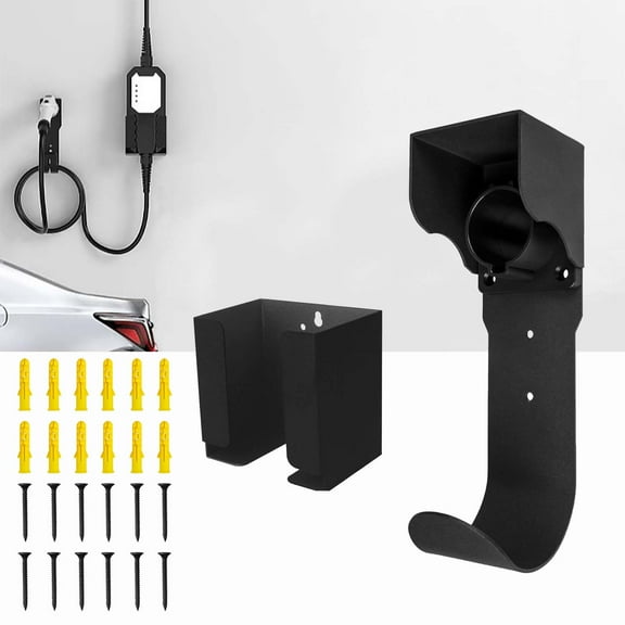 Quanmin EV Charger Holder Wall Mount Connector Kit J-Hook Cable Organizer Charging Cables Organizer for Electric Car Charger Wire Hanger Charging Box Holder Electric Vehicles Charging Cord Connector