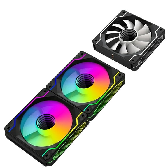 Quanmin Fan 120 3Pin Infinity Mirror Module ARGB PWM Case Fan Wireless Splicing 120mm Reverse Fan Triple Pack Suitable for Computer CaseCPU Cooling