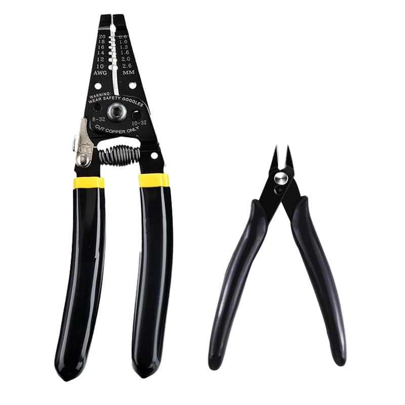 Quanmin Multifunction 7.5 Inch Wire Cutter and Wire Stripper, Stranded Wire Cutter, Solid Wire Cutter, Precision Pliers Springloaded Cuts Copper Wire, with 5 inch Needle Nose Pliers
