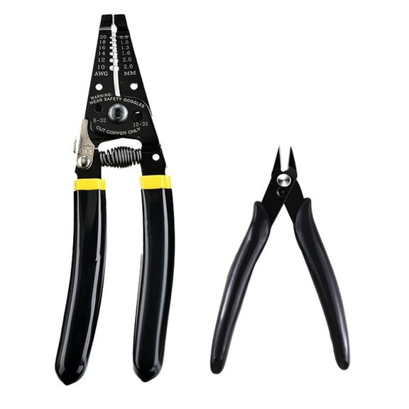 Quanmin Multifunction 7.5 Inch Wire Cutter and Wire Stripper, Stranded Wire Cutter, Solid Wire Cutter, Precision Pliers Springloaded Cuts Copper Wire, with 5 inch Needle Nose Pliers