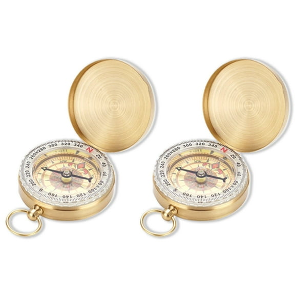 Quanmin Pure Copper Survival Compass for Hiking, Camping, Backpacking, Emergency and Outdoor Survival, Pocket Watch Flip Compass Outdoor Hiking Multi-Functional Luminous Compass with Lid