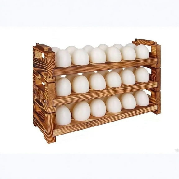 Quanmin 3 Layers Wooden Egg Holder, Stackable with 36 Firewood Egg Collecting Rack,Countertop Storage Rack,Kitchen Storage for All Ages