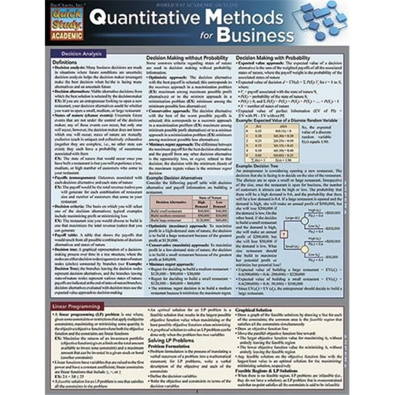 Quantitative Methods For Business Quickstudy Easel