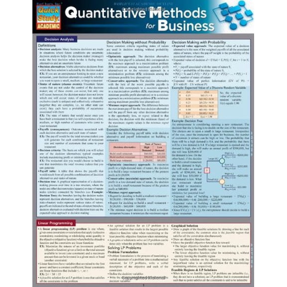 Pre-Owned Quantitative Methods For Business (Quick Study Academic), 9781423216612, 142321661X, Paperback, Lam Crds edition