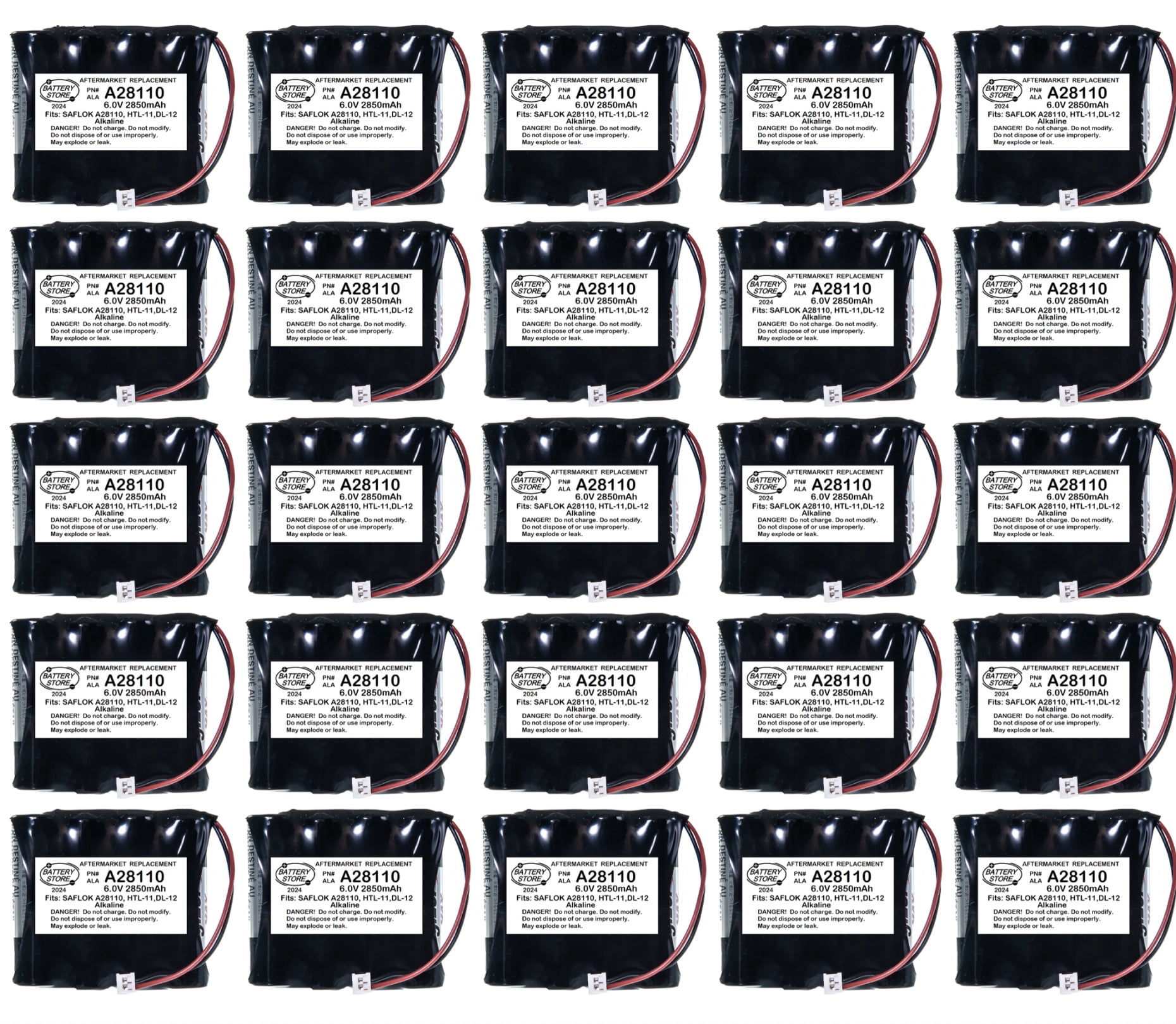 Quantity 25 A28110 6V Alkaline Door Lock Batteries Compatible with Saflok DL-12 and DL-8