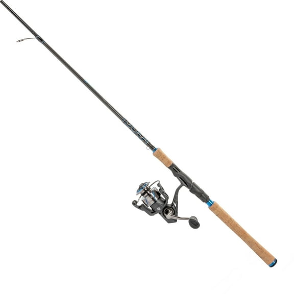 Quantum Benchmark Spinning Reel and Fishing Rod Combo, 7-Foot, 1-Piece, Medium-Light Power, Fast Action Rod, Graphite Composite Blank, Size 3000 Reel, 5+1 Bearings, 6.2:1 Gear Ratio, Silver/Blue