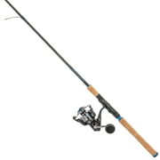 Quantum Benchmark Spinning Reel and Fishing Rod Combo, 7-Foot, 1-Piece, Medium Power, Fast Action Rod, Graphite Composite Blank, Size 4000 Reel, 5+1 Bearings, 6.21 Gear Ratio, Silver/Blue