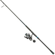 Quantum Benchmark Spinning Reel & Fishing Rod Combo, 9-Foot, 2-Piece, Med-Heavy Power, Moderate-Fast Action Rod, Graphite Composite Blank, Size 6000 Reel, 5+1 Bearings, 5.61 Gear Ratio, Silver/Blue