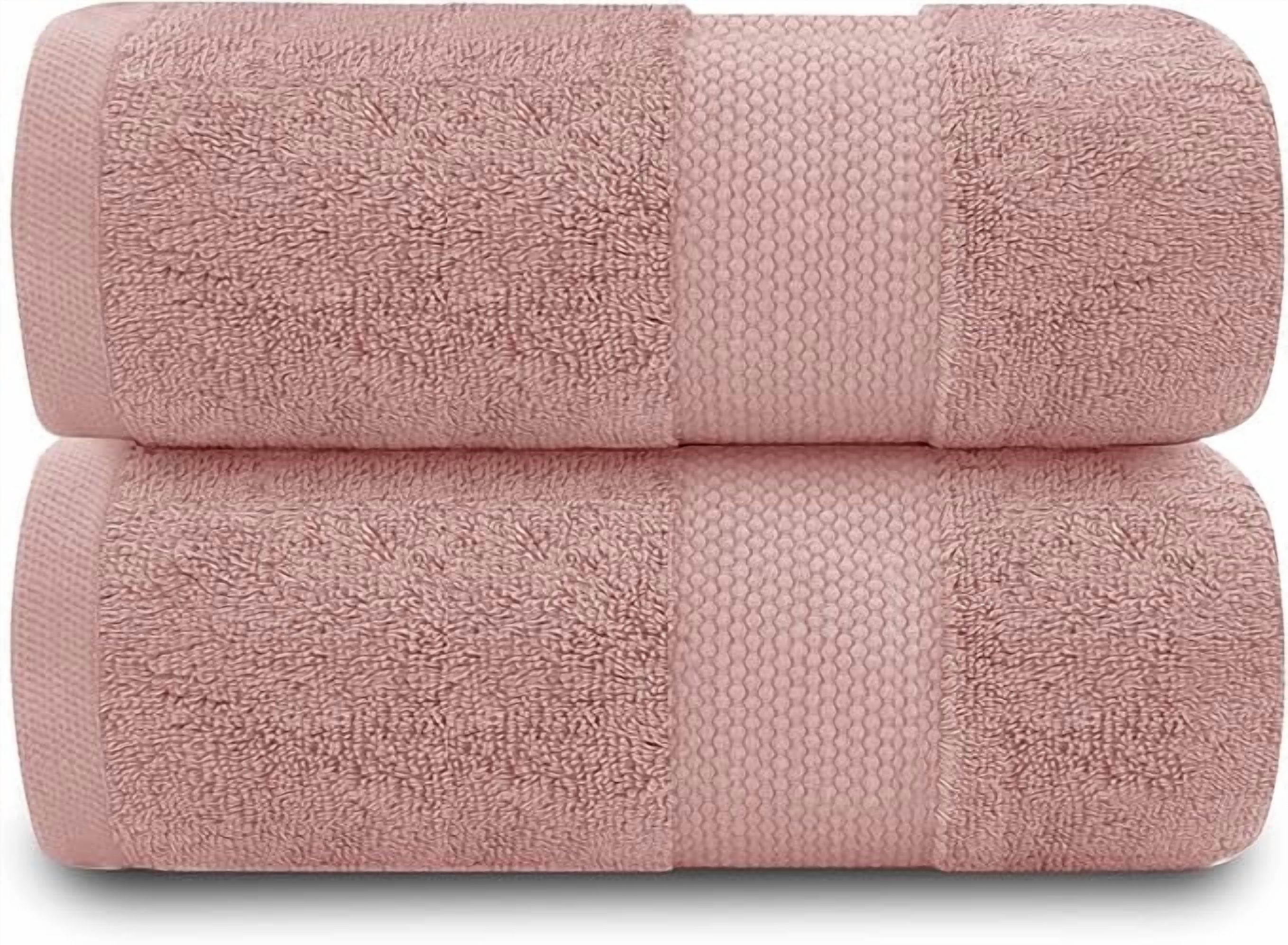 Quantum Creation 100% Cotton 600GSM Blush Pink Bath Towel, 2 Count