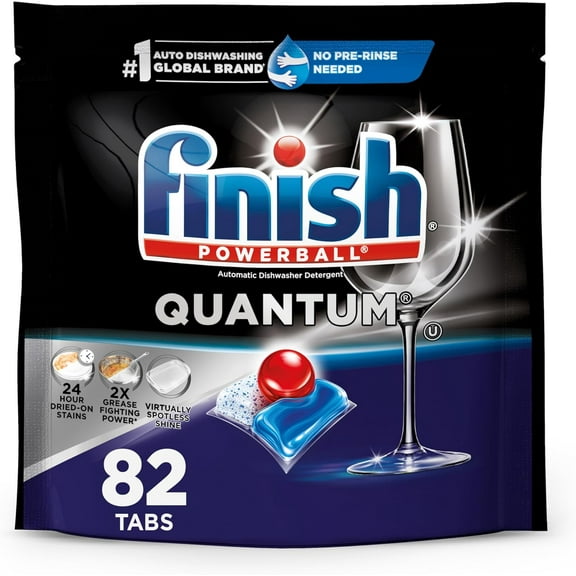 Quantum Dishwasher Pods, No Pre-Rinse Dishwasher Detergent Soap Removes 24HR Dried-On Stain and Grease, Leaving a Virtually Spotless Shine, 82 Count