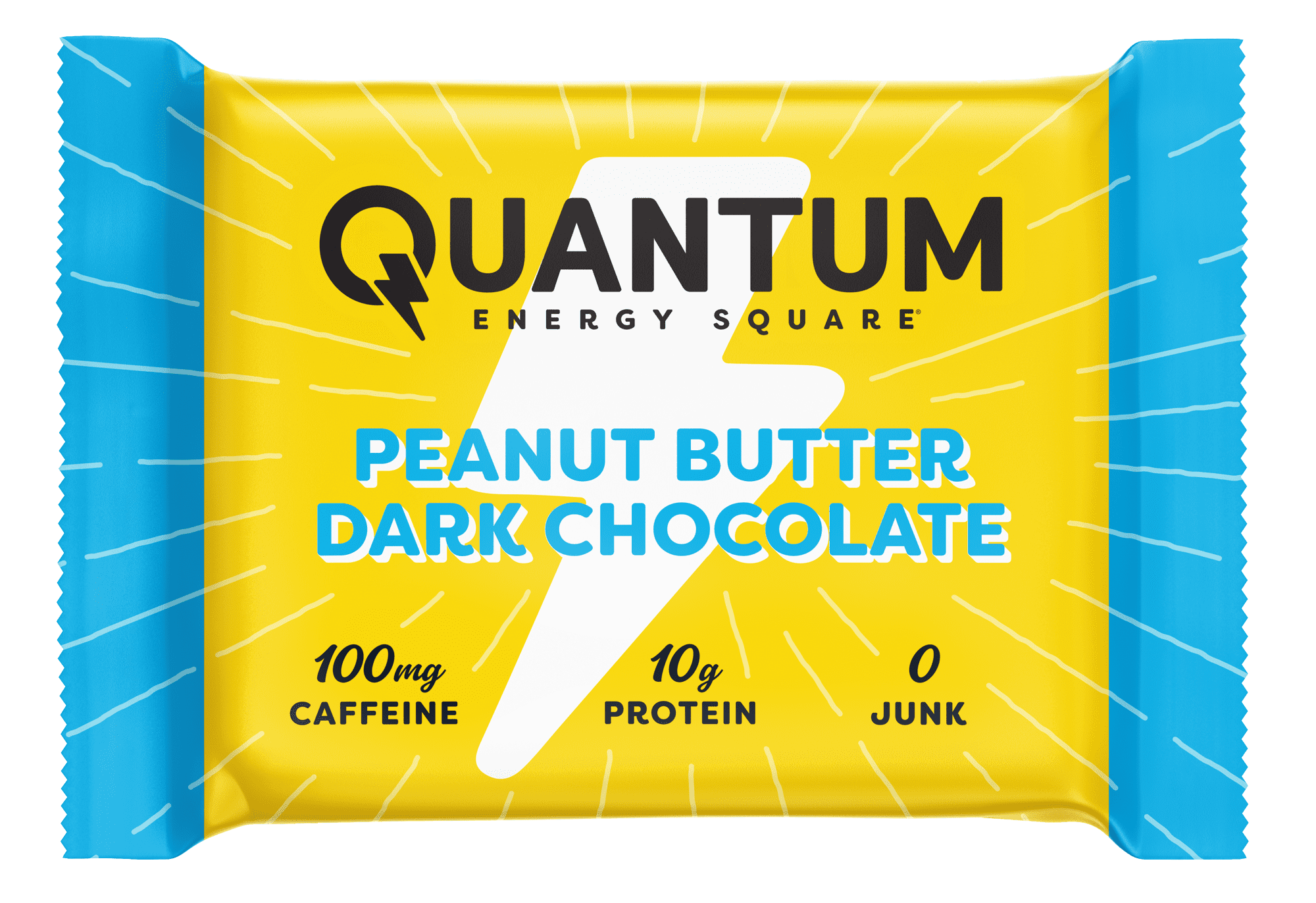 Quantum Energy Square: Energy Bar with Caffeine & 10g Protein. Delicious Healthy Snack On The Go. (Vegan, Gluten-free, Soy-free, Dairy-free). Flavor: Peanut Butter Dark Chocolate 8Pk