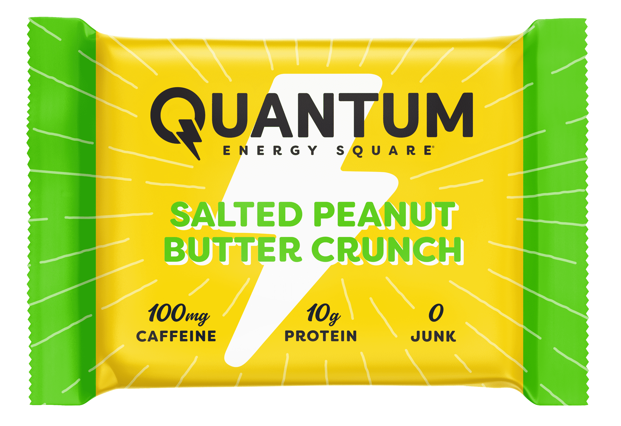 Quantum Energy Square: Energy Bar with Caffeine & 10g Protein. Delicious Healthy Snack On The Go. (Vegan, Gluten-free, Soy-free, Dairy-free). Flavor: Salted Peanut Butter Crunch 8Pk