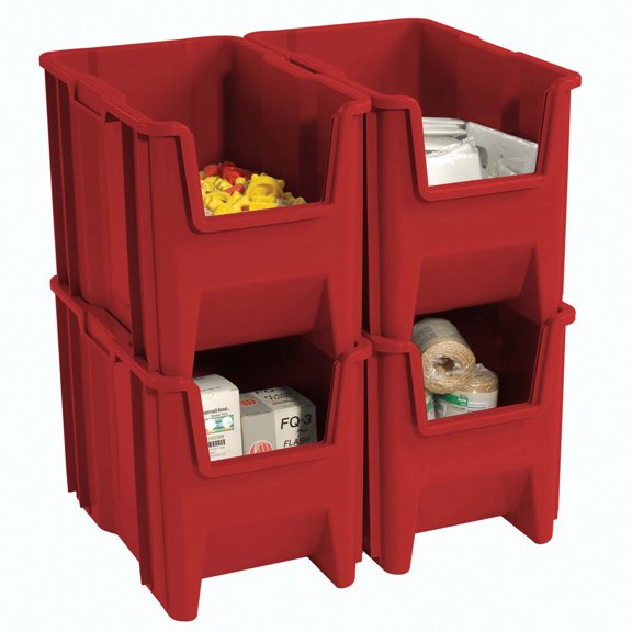 Quantum Storage Systems 6096002 Plastic Giant Hopper Bin - 17.5 x 10.875 x 12.5 in. - Red