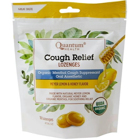 Quantum Health Cough Relief Lozenges, Meyer Lemon & Honey, 5 mg, 18 Lozenges