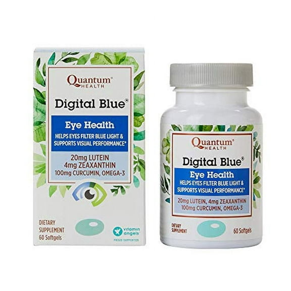 Quantum Health Digital Blue, Lutein and Zeaxanthin Eye Vitamins, Supports Macular Density to Help Filter Blue Light, with Curcumin, Zinc, and Omega 3 Fatty Acids - 60 Softgels, 30-Day Supply