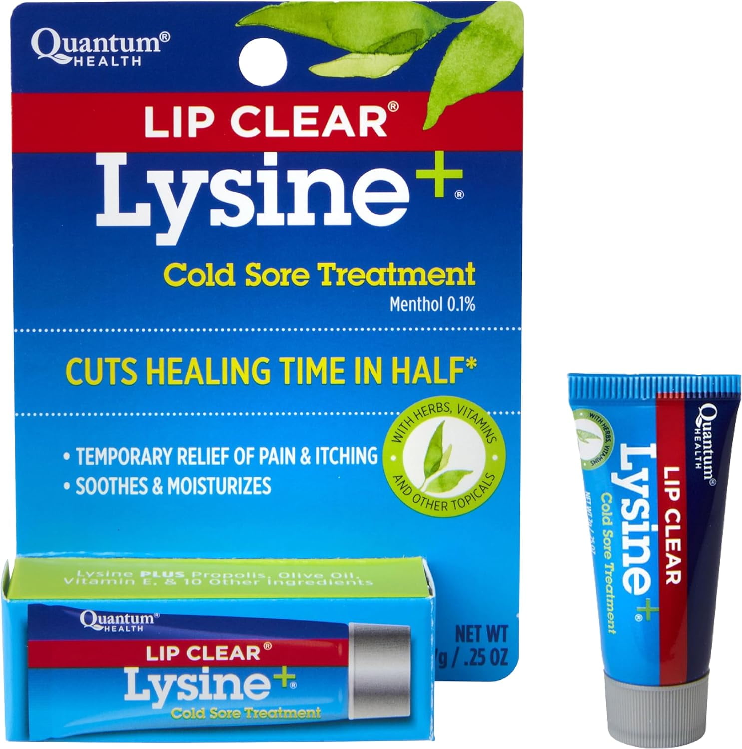 Quantum Health Lip Clear Lysine+ Cold Sore and Fever Blister Treatments, Lip Balm, 0.25 oz
