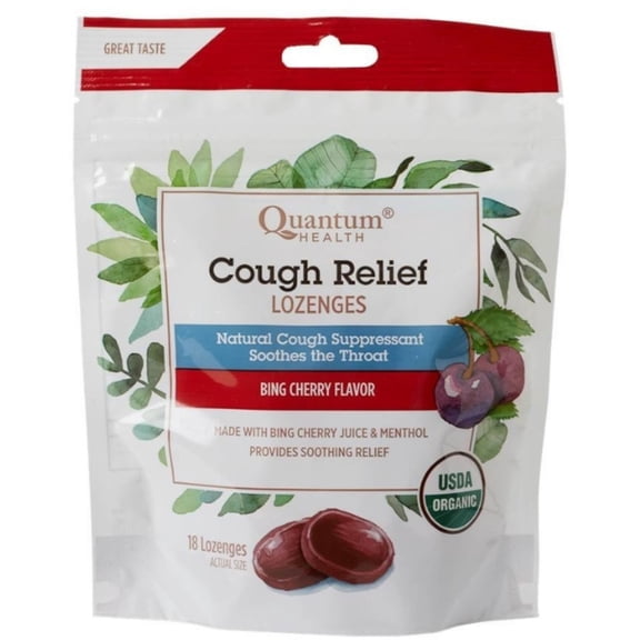Quantum Health Organic Cough Relief Lozenges, Bing Cherry Flavor, 18 ea