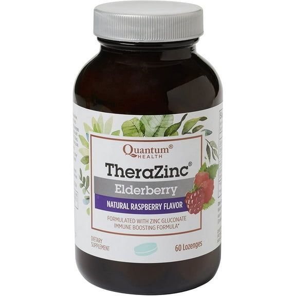 Quantum Health Thera Zinc Elderberry Lozenges Natural Raspberry 60 Lozenges