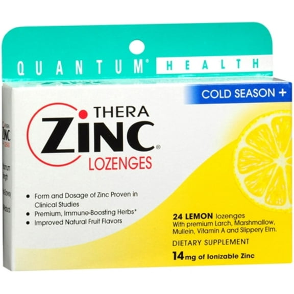 Quantum Health Therazinc Lemon Lozenges, Made With Zinc Gluconate For Immune Support, 24 Ct, 2-Pack