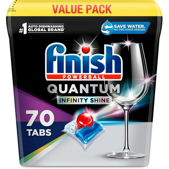 Quantum Infinity Shine Dishwasher Pods, No Pre-Rinse Dishwasher Detergent Soap Removes 24HR Dried-On Stain and Grease, Leaving a Virtually Spotless Shine, 70 Count